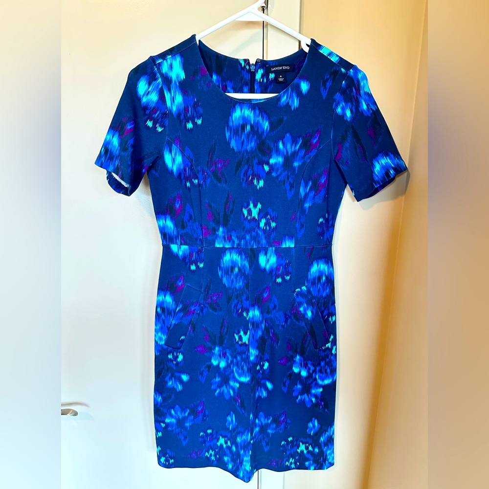 Lands End blue floral dress size 4